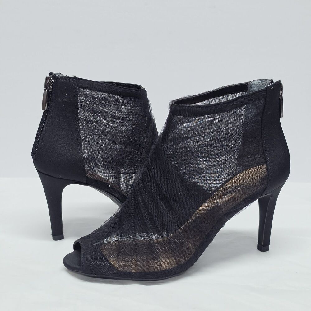 J.Renee Charisma Black Mesh Peep Toe Heeled BootieSize 6.5 Luxury Style Party